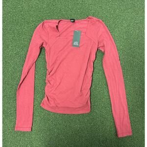Women’s Wild Fable Long Sleeve Square Neck T Shirt Rose Red XXS NEW!